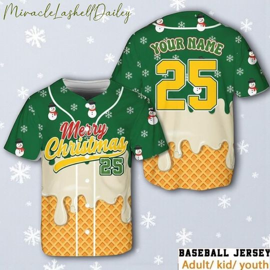 Custom Merry Christmas Baseball Jersey, Personalized Holiday Shirt with Name and Number