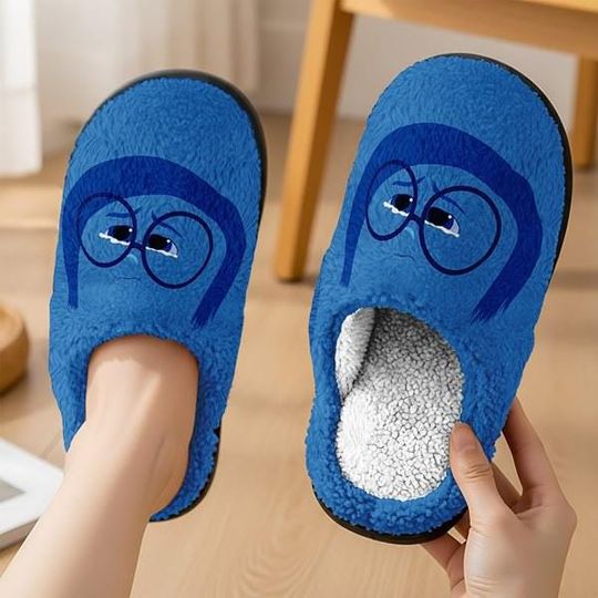 Discover Inside Out Cozy Slipper, Inside Out Sadness Character Cozy Shoes, Disneyland Movie Fluffy Slipper, Sadness Comfortable House Shoes