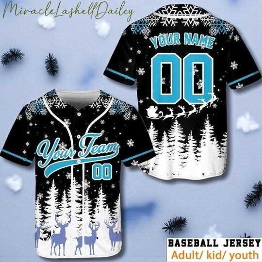 Discover Personalized Christmas Baseball Jersey 2025, Custom Team Name and Number Shirt, Holiday Sports Outfit for Family, Winter Gift