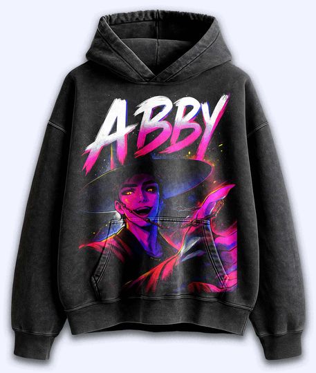 Retro Abby Saja Boys Demon Hunters Wash Hoodie, Huntrix Shirt, Unisex Shirt, Vintage Apparel Hoodie, Anime Lover Gift.