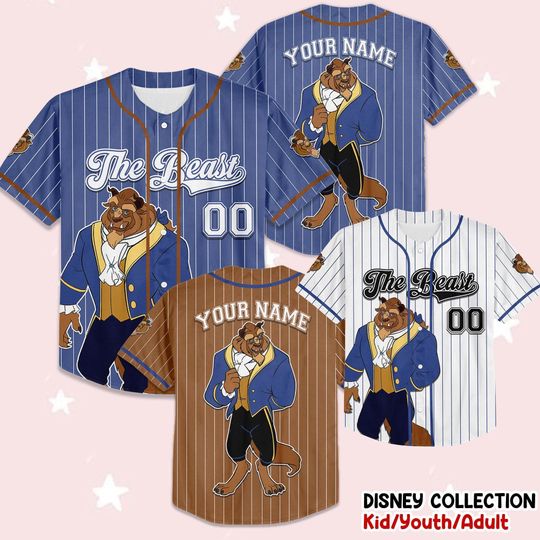 Discover Custom Disney Prince Beast Beauty and the Beast Jersey, Disney Baseball Jersey Sports Outfits Cute Gifts For Fans Disney