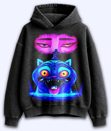 Discover Vintage Blue Tiger Zoey Hunters Acid Wash Hoodie, Blue Tiger Anime T-Shirt, Unisex Shirt,  Retro Apparel Sweatshirt, Anime Lover Gift.