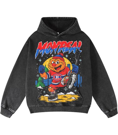 Discover Vintage Montreal Hockey Acid Wash Hoodie, Hockey T-shirt, Unisex Shirt, Retro Washed Apparel Sweatshirt, Gift for him Gift for her.