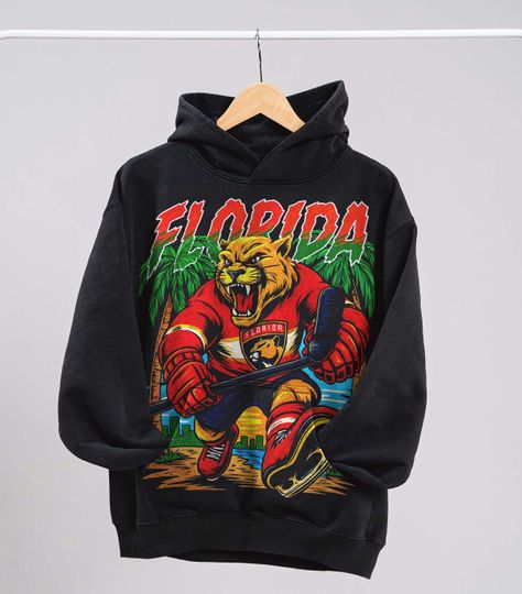 Vintage Florida Hockey Acid Wash Hoodie, Hockey Shirt, Unisex Shirt, Retro Washed Apparel Hoodie, Gift for him Gift for her