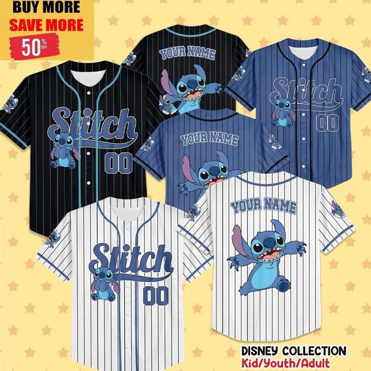 Discover Personalize Disney Vintage Stitch Baseball Jersey, Baseball Jersey Collection Choose Style Jersey Disneyland Birthday Gift