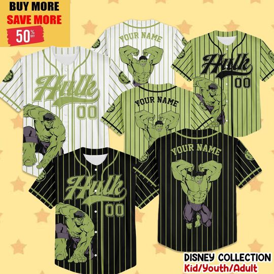 Discover Custom Marvel Hulk Choose Style Baseball Jersey, Hulk Superhero Kids Jersey, Personalized Hulk Baseball Jersey, Superhero Group Shirt