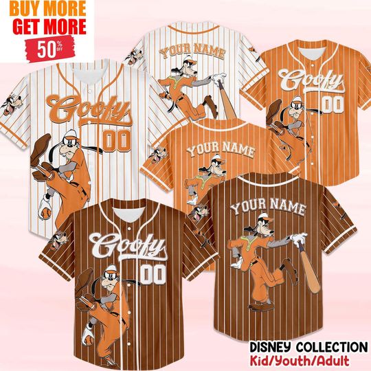Discover Personalize Disney Vintage Goofy Baseball Jersey, Baseball Jersey Collection Choose Style Jersey Disneyland Birthday Gift