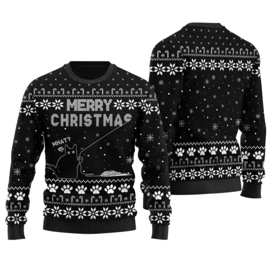 Discover Funny Black Cat Christmas Sweater