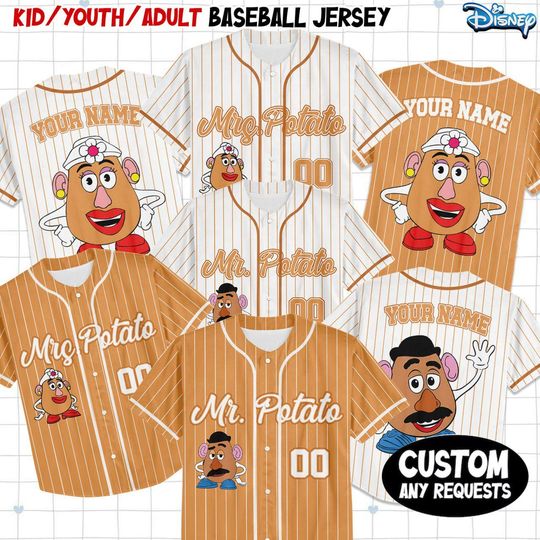 Discover Personalize Mr Potato And Mrs Potato Head Jersey, Cute Thanksgiving Baseball, Custom Couple jersey, Fall Family Matching Thanksgivig Shirt