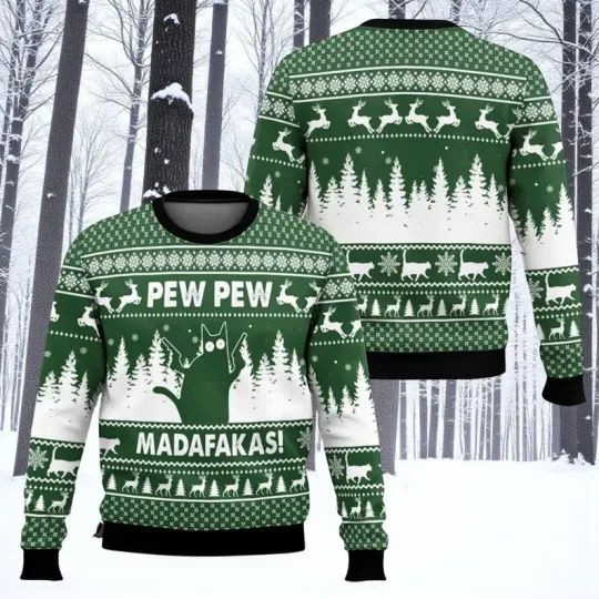 Discover Funny Cat Ugly Christmas Sweater, Cat Meme Holiday Sweatshirt