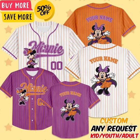 Discover Custom Disney Minniee Halloween Collection Simple Baseball, Personalized Baseball Team Jersey, Birthday Gift for Monster Inc Fans Family