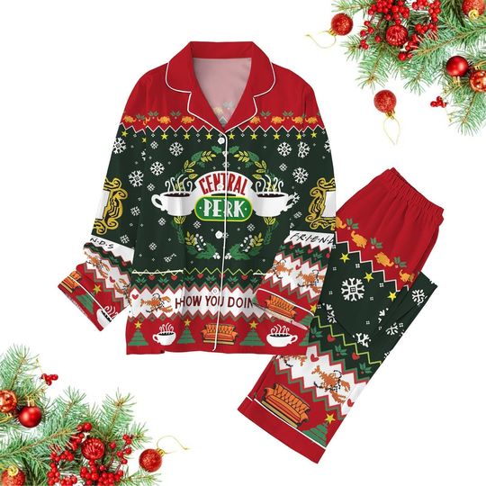 Friends Central Perk Christmas Pajamas, Retro Sitcom Shirt, Funny TV Series Matching Shirt
