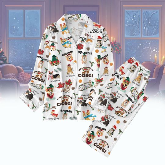Discover Corgi Dog Christmas Pajamas Set, Pet Owner Pyjamas, Dog Mom Shirt, Cute Holiday Pajamas, Animal Midnight Shirt, Xmas Gift Dog Lovers