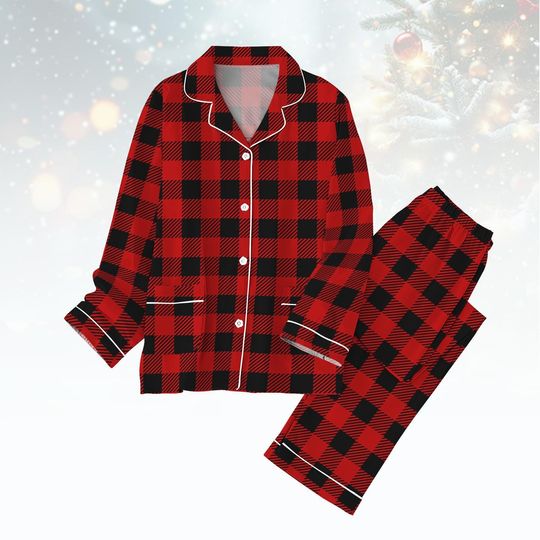 Discover Christmas Plaid Pattern Winter Pajamas Set, Family Holiday Matching Shirt, Christmas Pattern Design, Monogrammed Pajamas, Xmas Gift