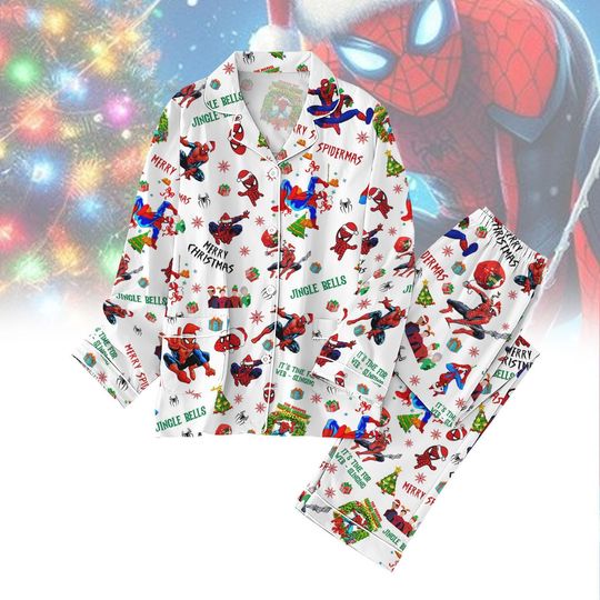Spiderman Christmas Pajamas, Marvel Comic Shirt, Superhero Holiday Shirt