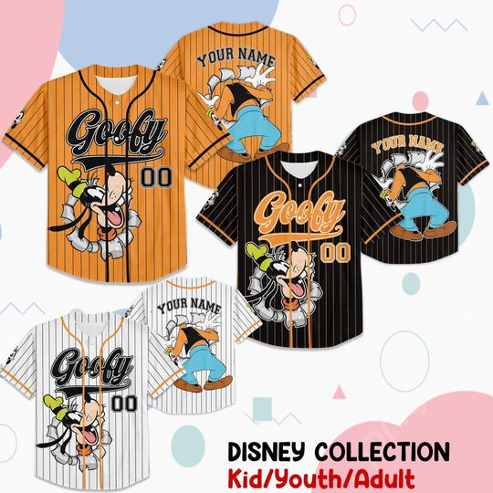 Discover Personalize Disney Vintage Goofy Baseball Jersey, Baseball Jersey Collection Choose Style Disneyland Birthday Gift For Kid Youth Adult