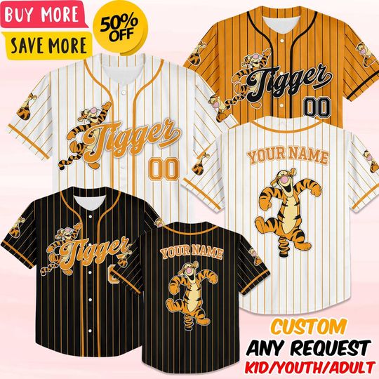 Discover Custom Disney Tigger Pooh Pooh Baseball, Custom Kid Youth Adult Disney Jersey Vintage Baseball Jersey Disneyworld Gift for Disney Fans