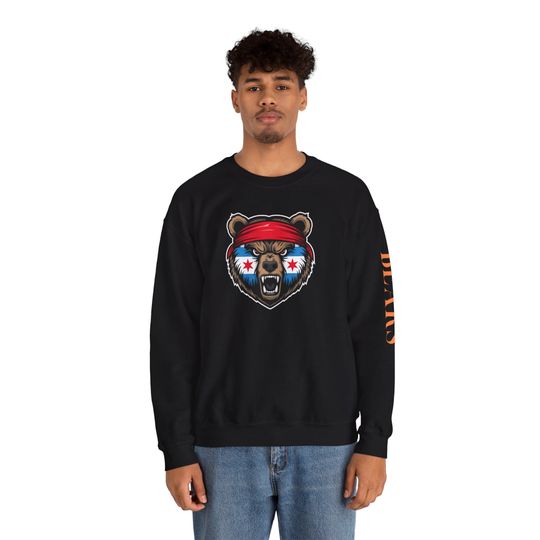 Discover Chicago Bears Grizzly Crewneck Sweatshirt, Cozy Sportswear, Unisex Gift, Football Fan Apparel, Casual Streetwear, Perfect for Game Day