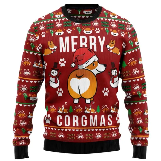 Funny Corgi Merry Christmas Ugly Sweater for Men and Women