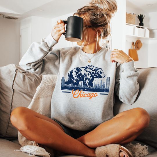 Discover Chicago Football Sweatshirt - Retro Football Gameday Crewneck - Bears Sweatshirt - Football Fan Pullover