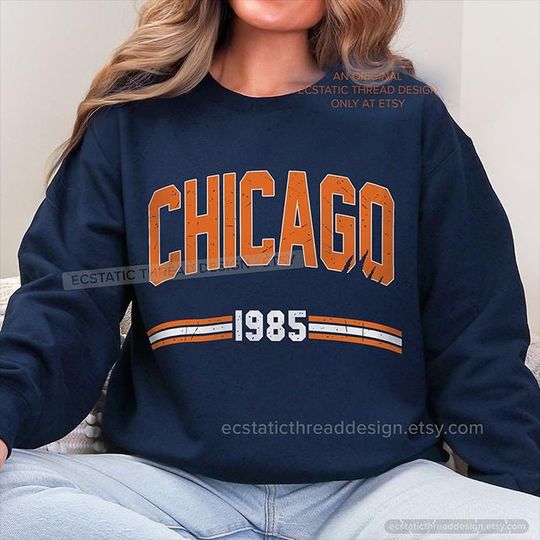 Chicago Football Sweatshirt, 1985 Chicago Bears, Retro Vintage Style Chicago