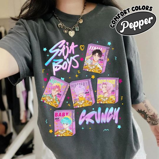 Discover Saja Boys Boy Band Shirt Digital Download, Saja Boys Crunch Shirt, Bootleg Retro Movie PNG File,Demon Hunters, Kpop Demon-Inspired Movie PNG