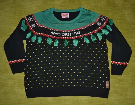 Discover Tipsy Elves Merry Christmas Tree Sweater Tree Tassels Women's 3XL Ugly Sweater