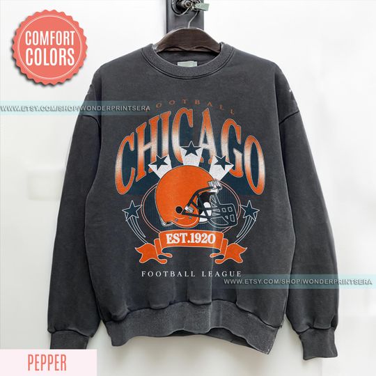 Discover Chicago Football Vintage Style Comfort Colors Sweatshirt ,Retro Chicago Football Sweatshirt , Chicago Fan Gift , Sunday Football