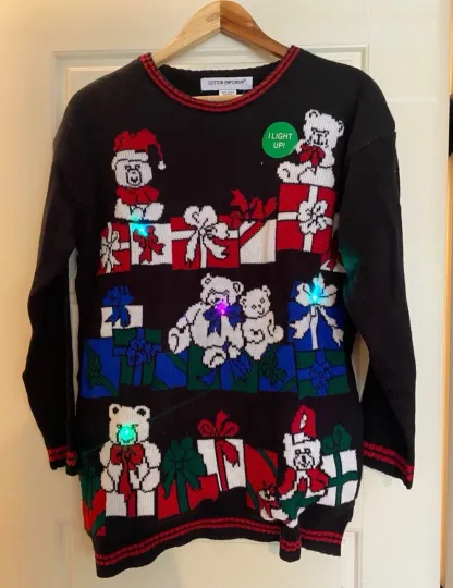 Discover Light-Up Teddy Bear Christmas Holiday Sweater