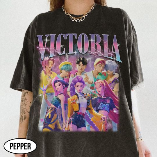 Discover Custom Kpop Demon Hunters Shirt, Personalized Huntrix Saja Boys Shirt, Kpop Demon Hunters Birthday Shirt, Custom Name Huntrix Saja Boys Tee