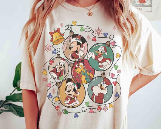 Discover Comfort Color Vintage Mickey and Friends Disney Christmas T-Shirt