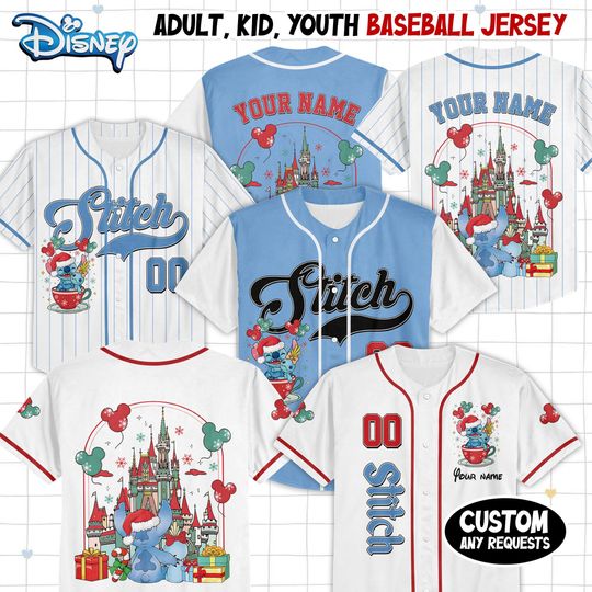 Discover Custom Disney Stitch And Scrump Christmas Baseball, Lilo and Stitch Jersey Personalized Disney Baseball Team Outfit