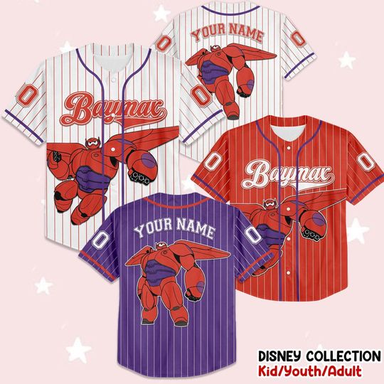 Discover Personalize Disney Vintage Baymax Jersey, Baseball Jersey Collection Choose Style Jersey Disneyland Birthday Gift For Kid Youth Adult