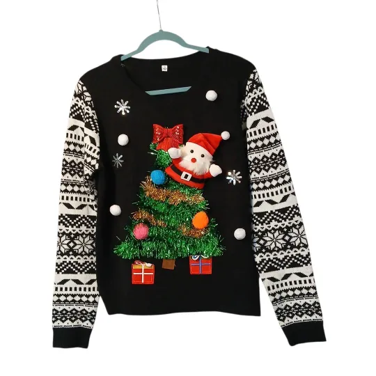 Discover Santa In The Christmas Tree Ugly Christmas Sweater No Boundaries Women's Sz XL