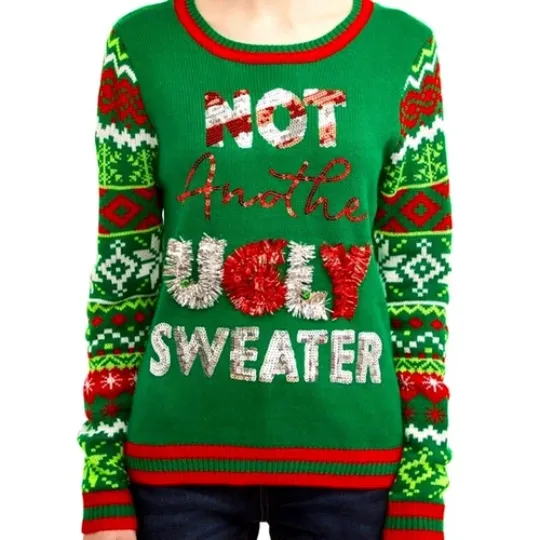 Discover Junior Women XL 15-17 Red Green Not Another Ugly Sweater Christmas Holiday Party