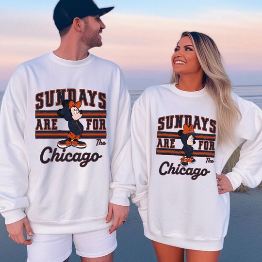Discover Sundays Are For The Chicago Shirt | Mickey Minnie Matching Couple Custom Game Day Sweatshirt Tee