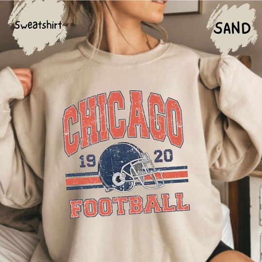 Discover Retro Chicago Football Sweatshirt, Chicago Football Fan Gift, Football Game Day Hoodie, Bears Shirt, Vintage Bears Shirt, Gifts for Him