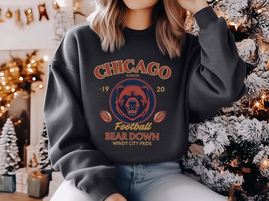 Discover Chicago Football Vintage Sweatshirt, Chicago Game Day Shirt, Bear Hoodie, Chicago Football Gift, Bear Fan Gift