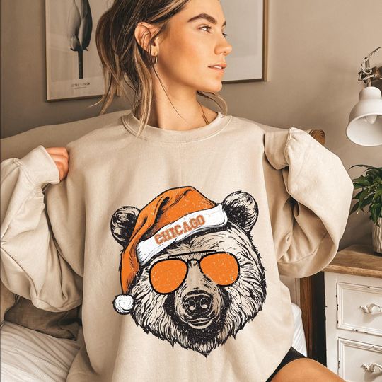 Discover Christmas Chicago Football Sweatshirt, Santa Bears T-Shirt And Hoodie, Vintage style Trendy Chicago Football Fan Gifts, Chicago Game Day,