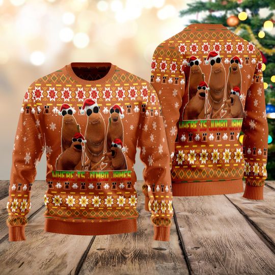 Marcus The Worm Ugly Christmas Sweater, Where Is Jimbo James Shirt, Funny Santa Sweatshirt, Trendy Meme Holiday Outfit