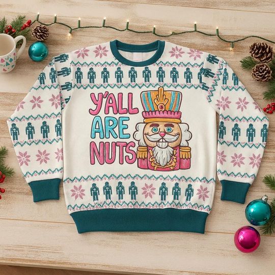 Nutcracker Christmas Ugly Sweater, Preppy Xmas Sweatshirt, Winter Holiday Crewneck, Cute Holiday Jumper