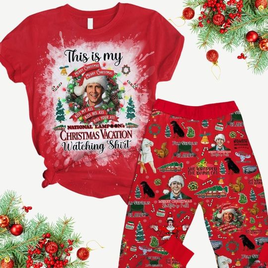 National Lampoons Christmas Vacation Pajamas Set, Funny Christmas Movie Watching Shirt