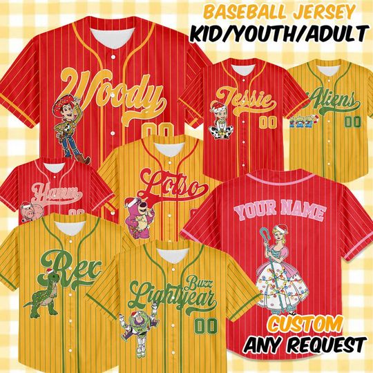 Discover Personalized Disney Toy Story Christmas Baseball Baseball Jersey, Custom Disney Toy Story Baseball Jersey, Toy Story Baseball Team Outfit