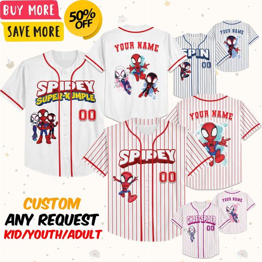 Discover Personalized Disney Spidey And His Amazing Friends Baseball Jersey, Retro Spidey Kids Youth Adult Baseball, Superhero Spidey Birthday Boy