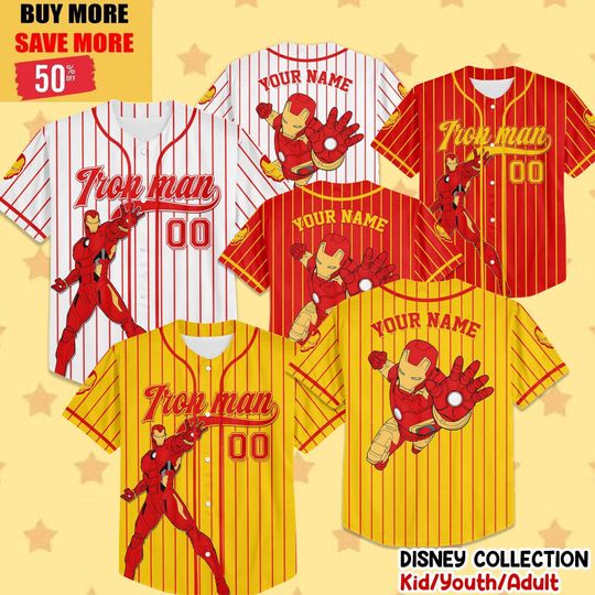Discover Custom Disney Ironman Marvel Choose Style Baseball Jersey, Superhero Kids Jersey, Personalized Baseball Jersey, Superhero Group Shirt