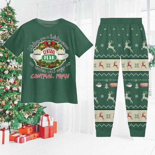 Friends Central Perk Pajamas, Funny TV Series Holiday Pajamas, Vintage Sitcom Shirt
