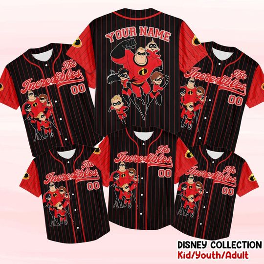 Discover Personalized Disney The Incredibles Characters Awesome Custom Kids Youth Adult Disney Baseball Jersey Outfits Cute Gifts For Fans Disney
