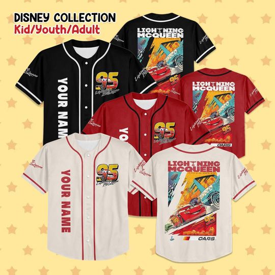 Discover Custom Vintage Car Matching Collection Choose Style Baseball Jersey Piston Cup Birthday Gift For Kid Youth Adult Pixar Car Shirt