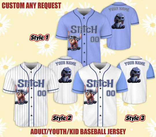 Discover Personalize Disney Stitch Movie 2025 Baseball Jersey, Custom Kid Youth Adult Baseball Jersey, Custom Disney Birthday Gift