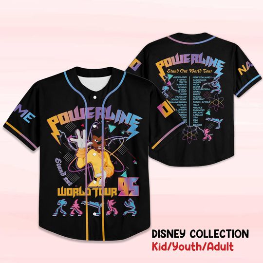 Discover Personalized Powerline Stand out World tour Fun Baseball Jersey, Matching Baseball Team Outfit, Adult Youth Toddler Jersey, Toy Story Jersey